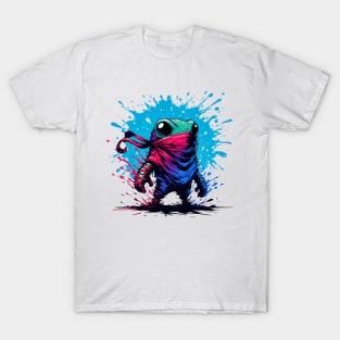 Cool Ninja Samurai Frog Anime Ink Splash T-Shirt